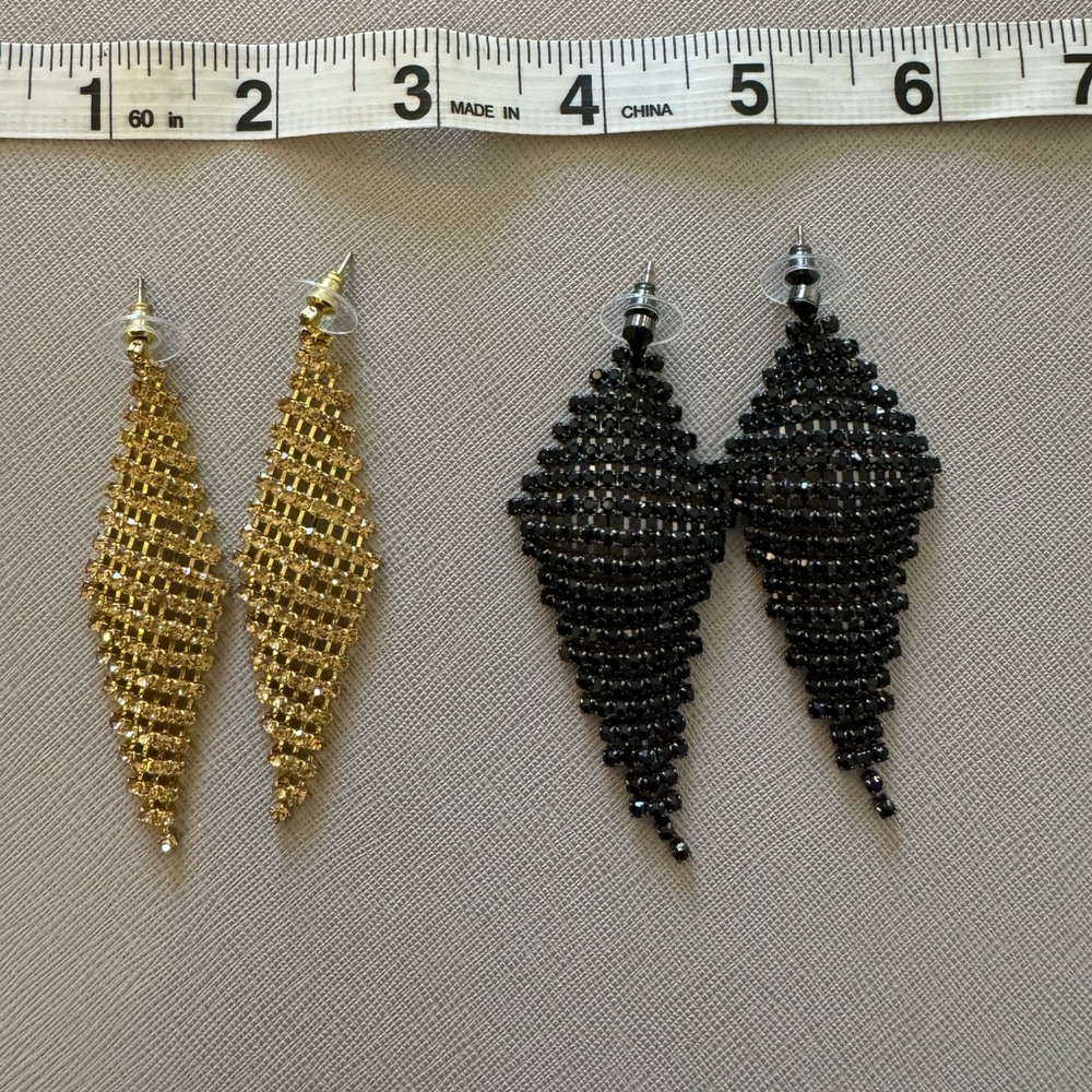 Gold and Black Fashion Jewelry Diamond Shape Earrings